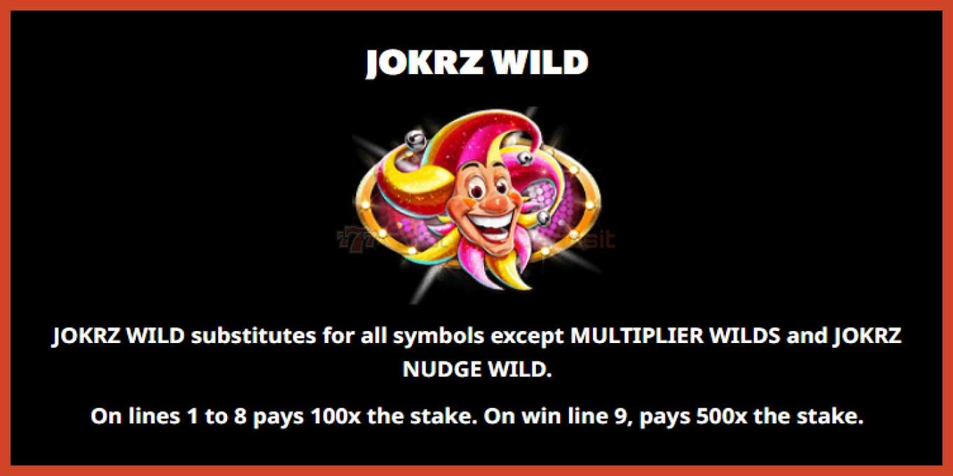 Pesa ekraanipilt: Jokrz Wild Jackpot deposiiti pole, number - 5