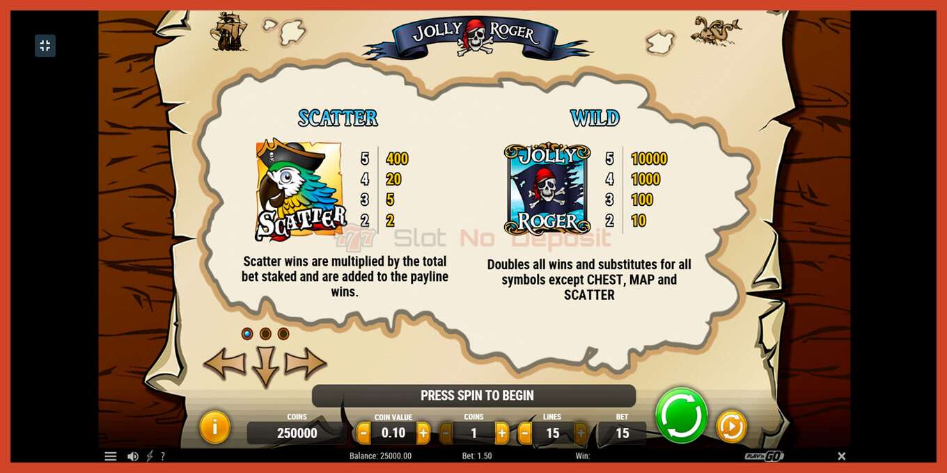 Slot screenshot: Jolly Roger no deposit, number - 3