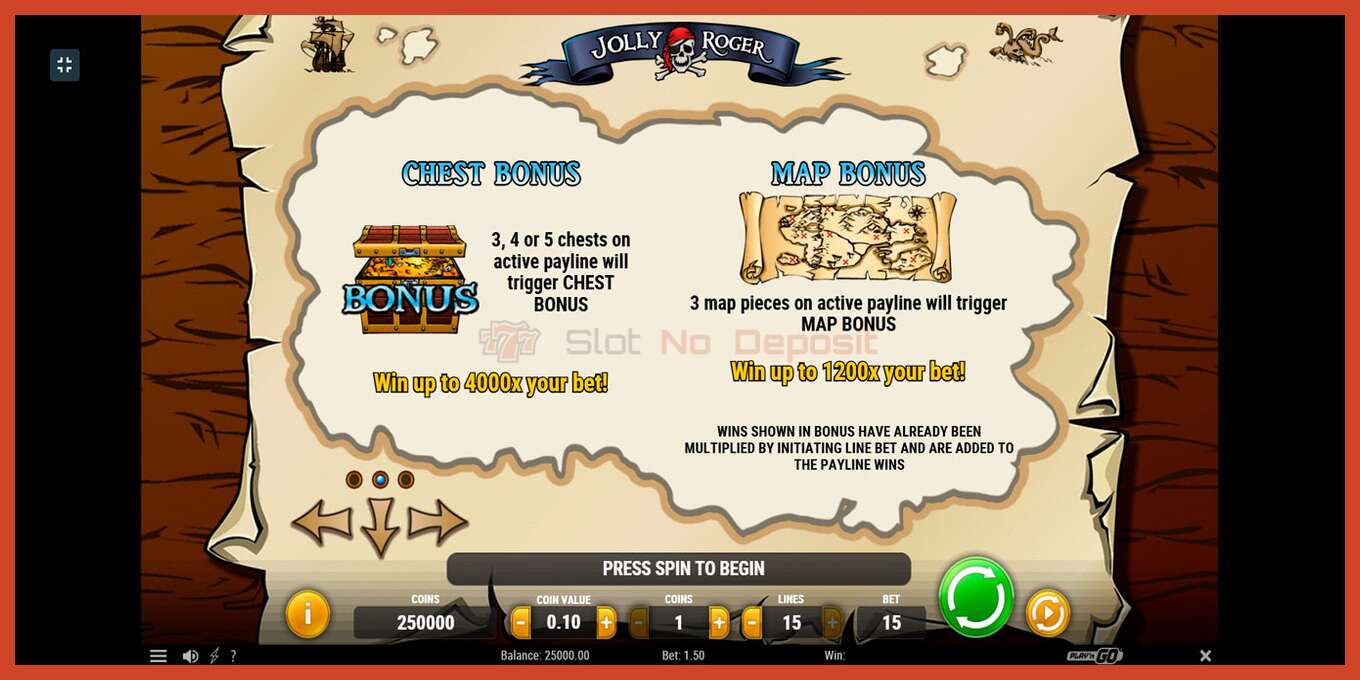 Tangkapan skrin slot: Jolly Roger tiada deposit, nombor - 4