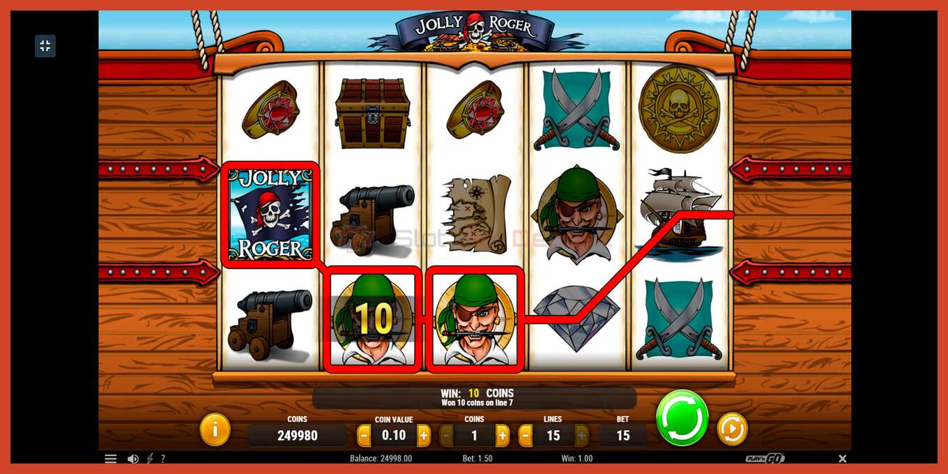 Slot screenshot: Jolly Roger no deposit, number - 6