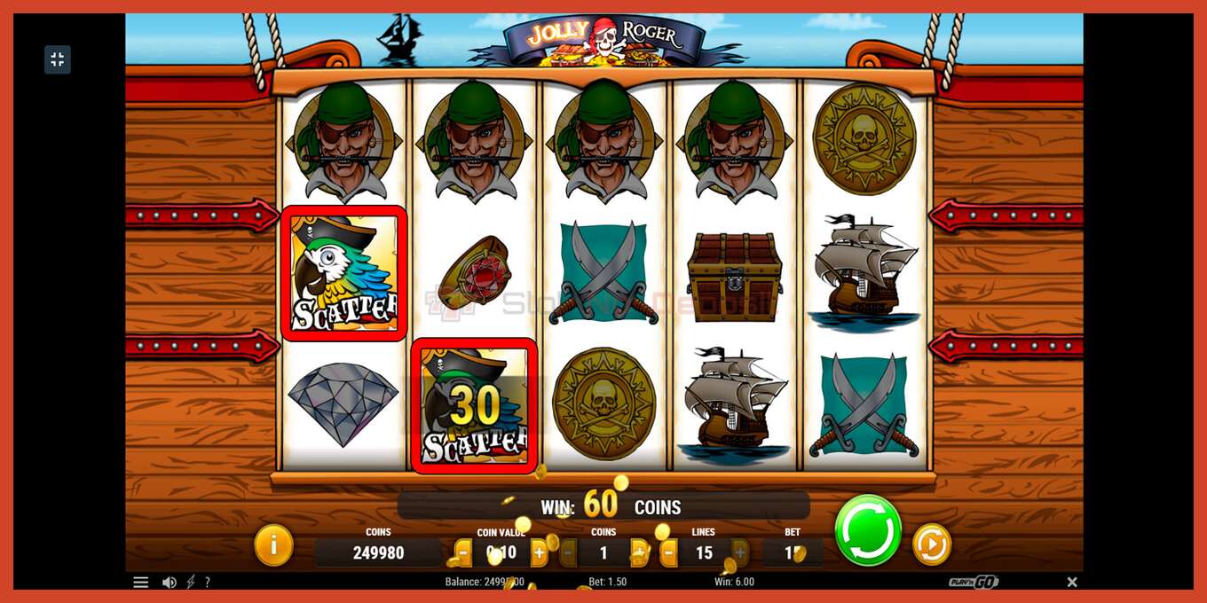 Tangkapan skrin slot: Jolly Roger tiada deposit, nombor - 7