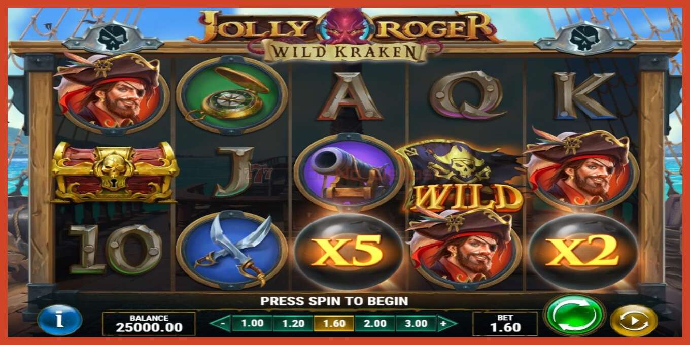 Slot screenshot: Jolly Roger Wild Kraken no deposit, number - 1