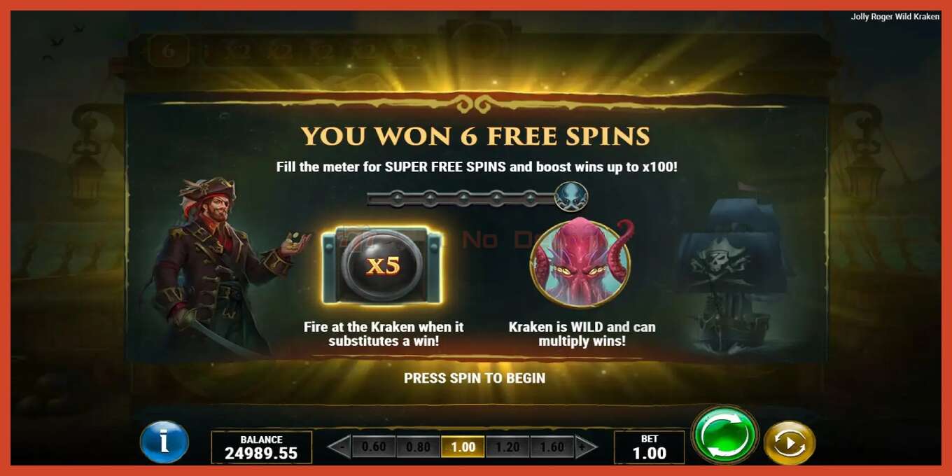 Slot screenshot: Jolly Roger Wild Kraken no deposit, number - 7