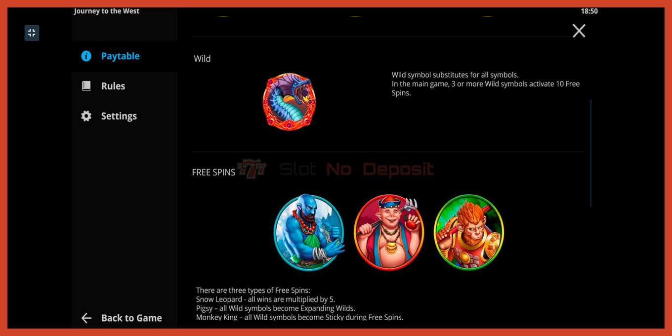 Slot screenshot: Journey To The West no deposit, number - 3