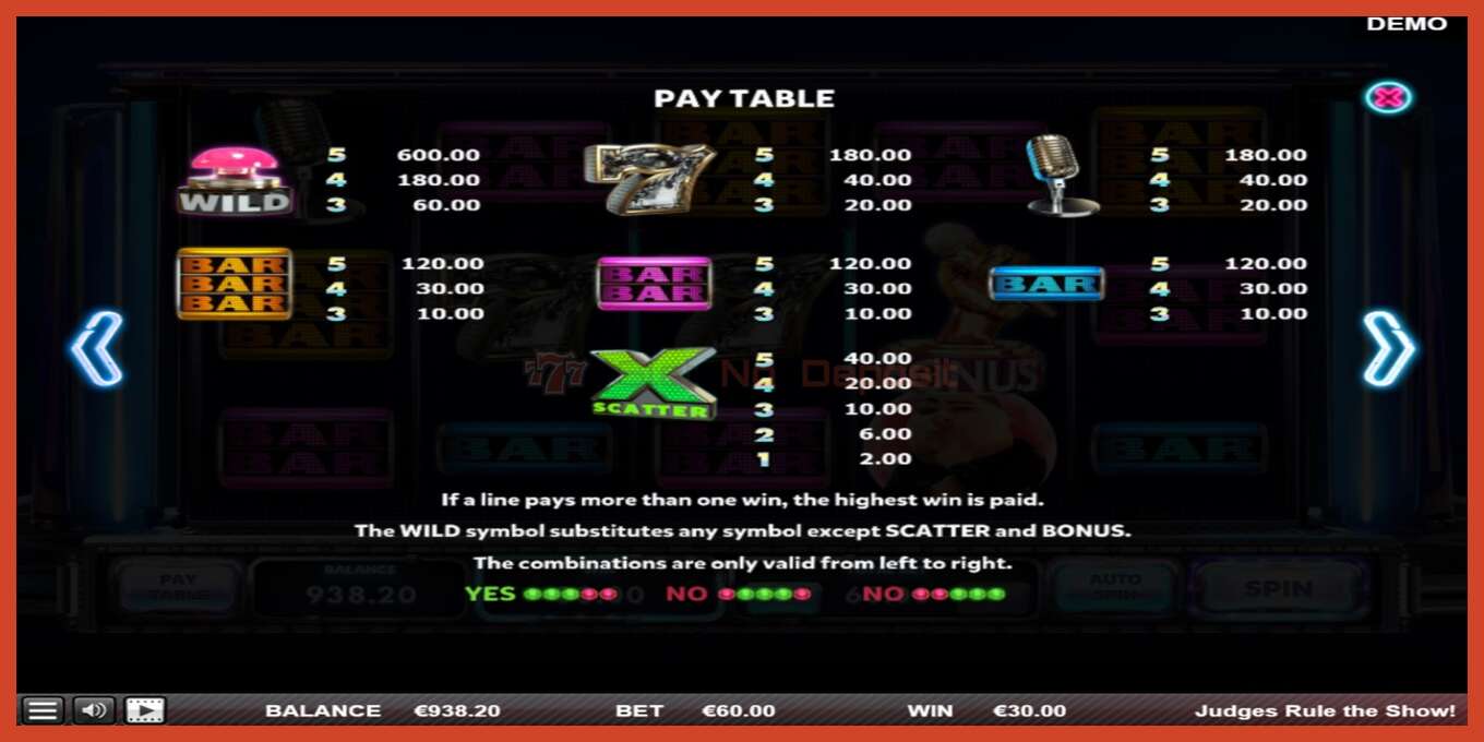 Slot screenshot: Judges Rule the Show no deposit, number - 4