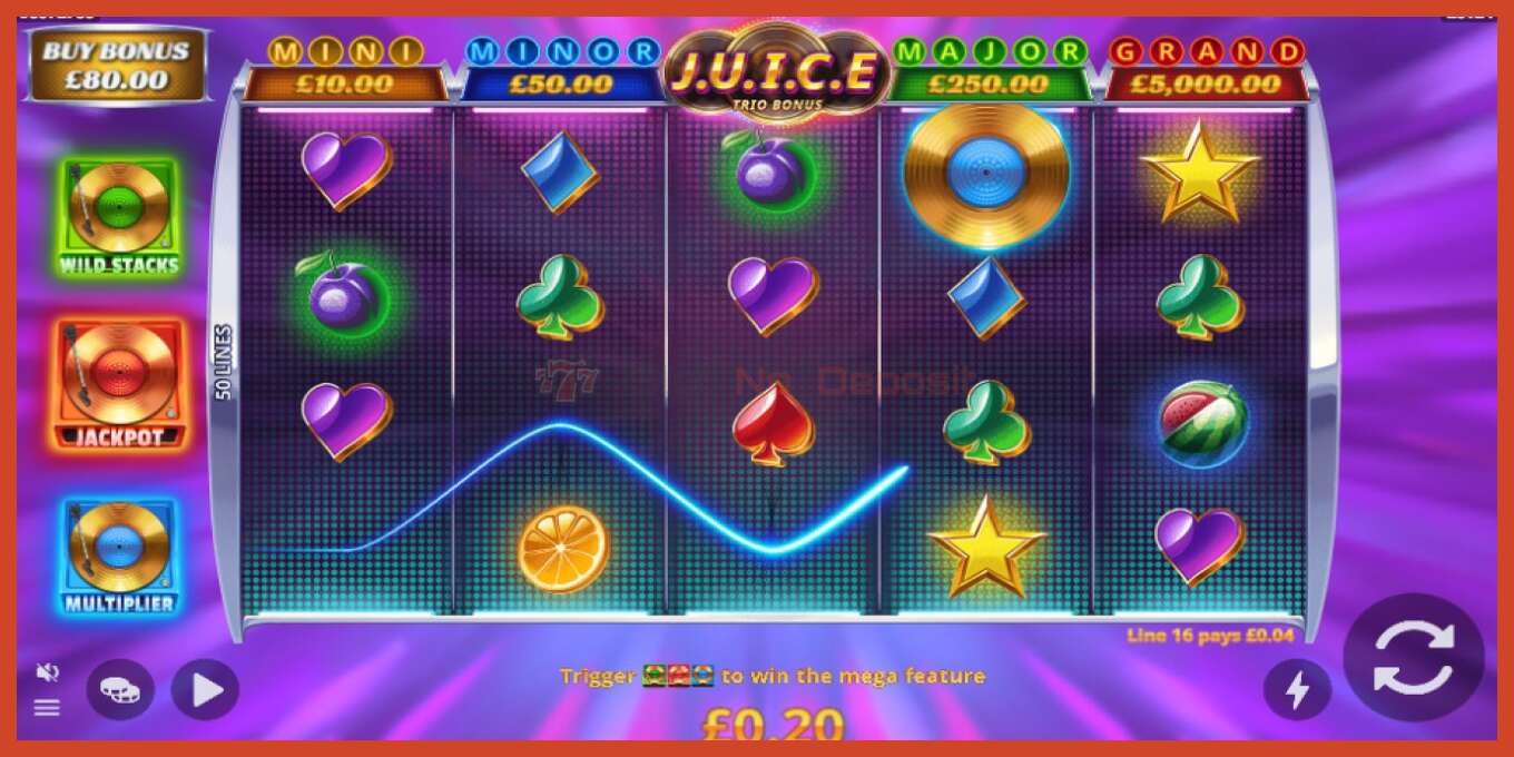 Slot screenshot: J.U.I.C.E. Trio Bonus bez depozita, broj - 2