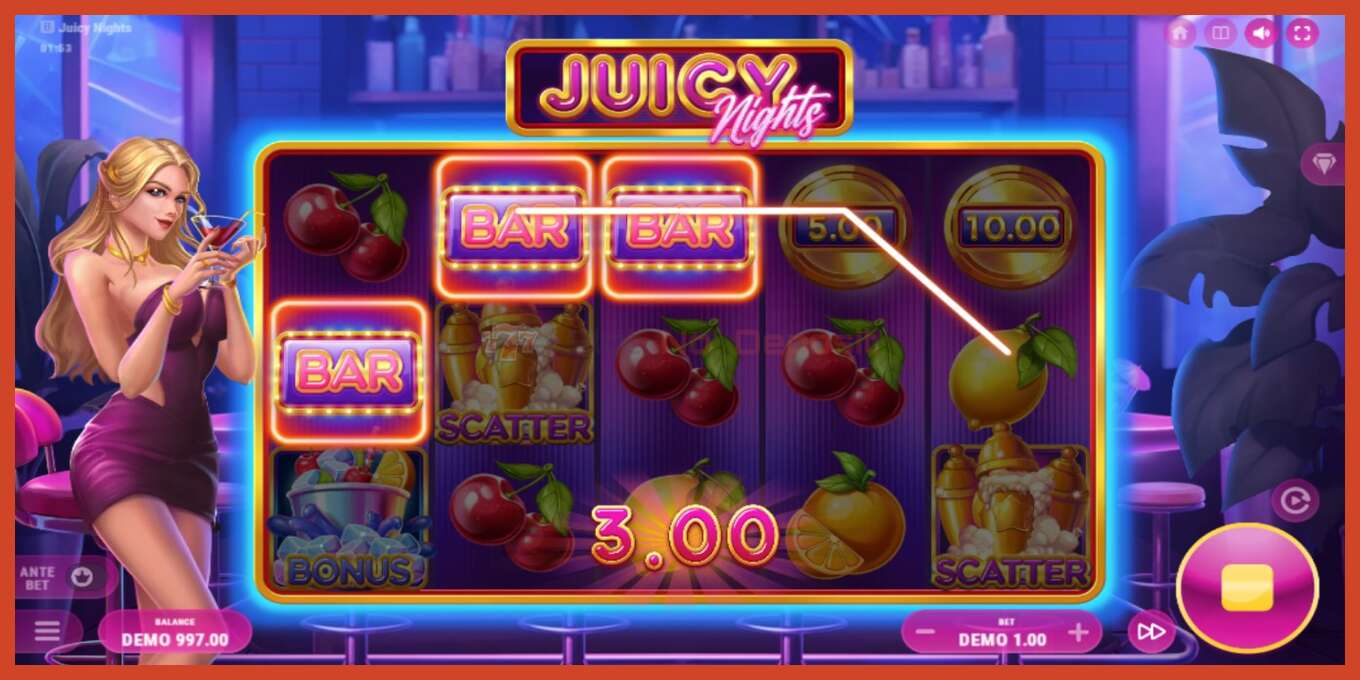 Slot screenshot: Juicy Nights bez depozita, broj - 3