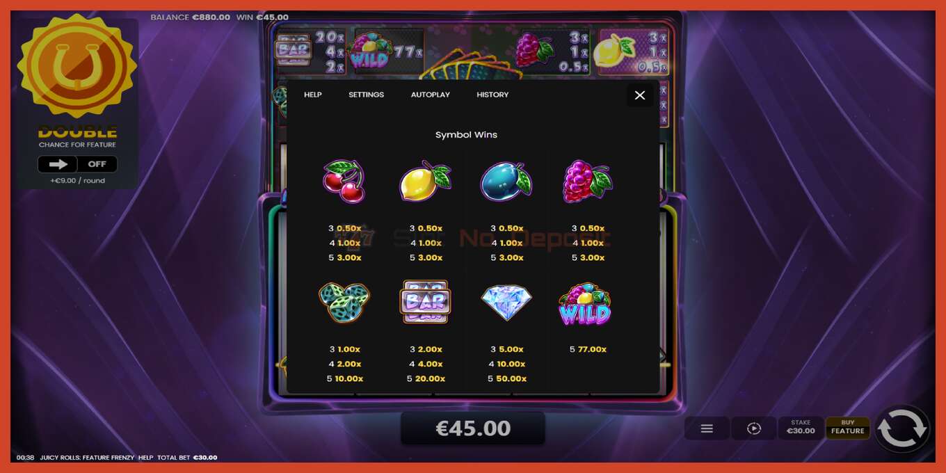 Slot screenshot: Juicy Rolls: Feature Frenzy no deposit, number - 5