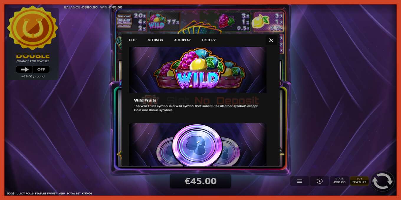 Slot screenshot: Juicy Rolls: Feature Frenzy no deposit, number - 6