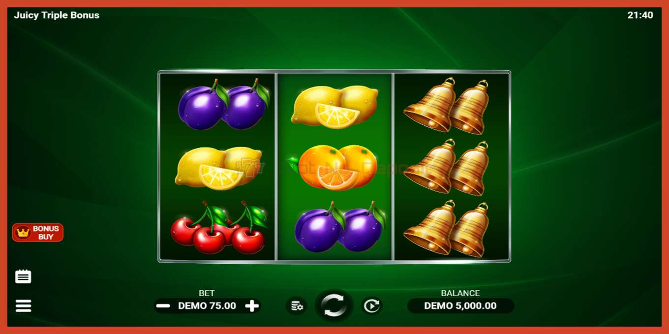 Slota ekrānuzņēmums: Juicy Triple Bonus nav depozīta, numuru - 2