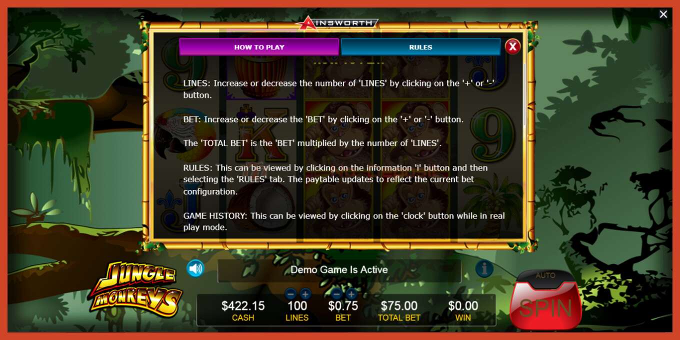 Slot screenshot: Jungle Monkeys no deposit, number - 4