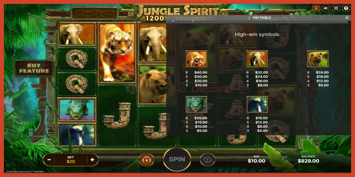 Tangkapan layar slot: Jungle Spirit Megaways tidak ada setoran, nomor - 6