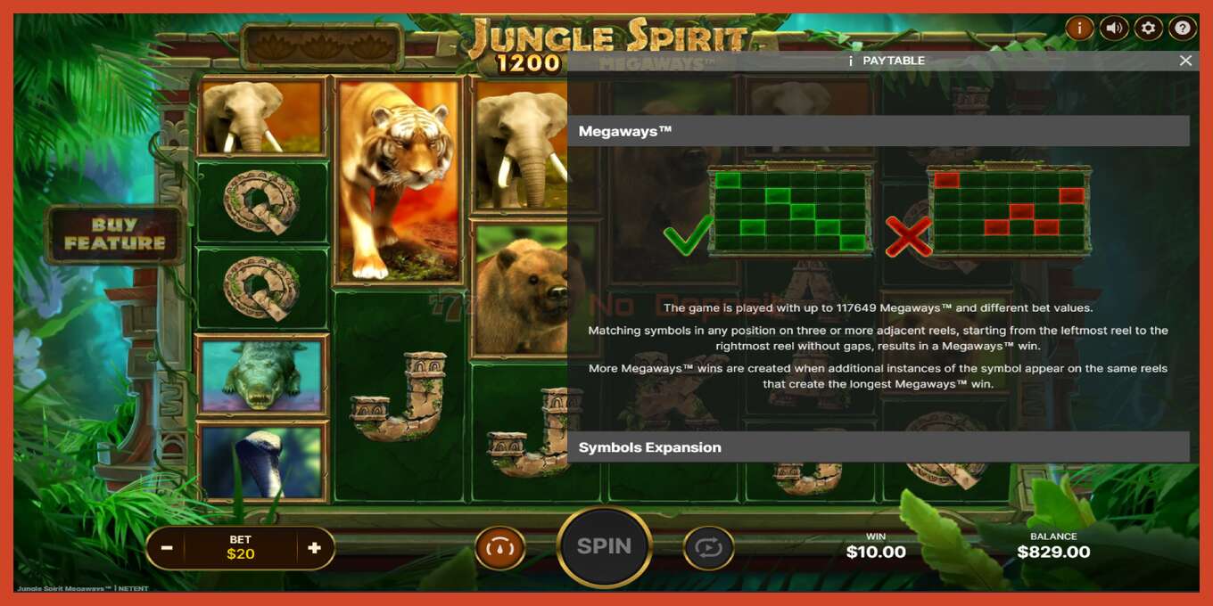 Tangkapan layar slot: Jungle Spirit Megaways tidak ada setoran, nomor - 7