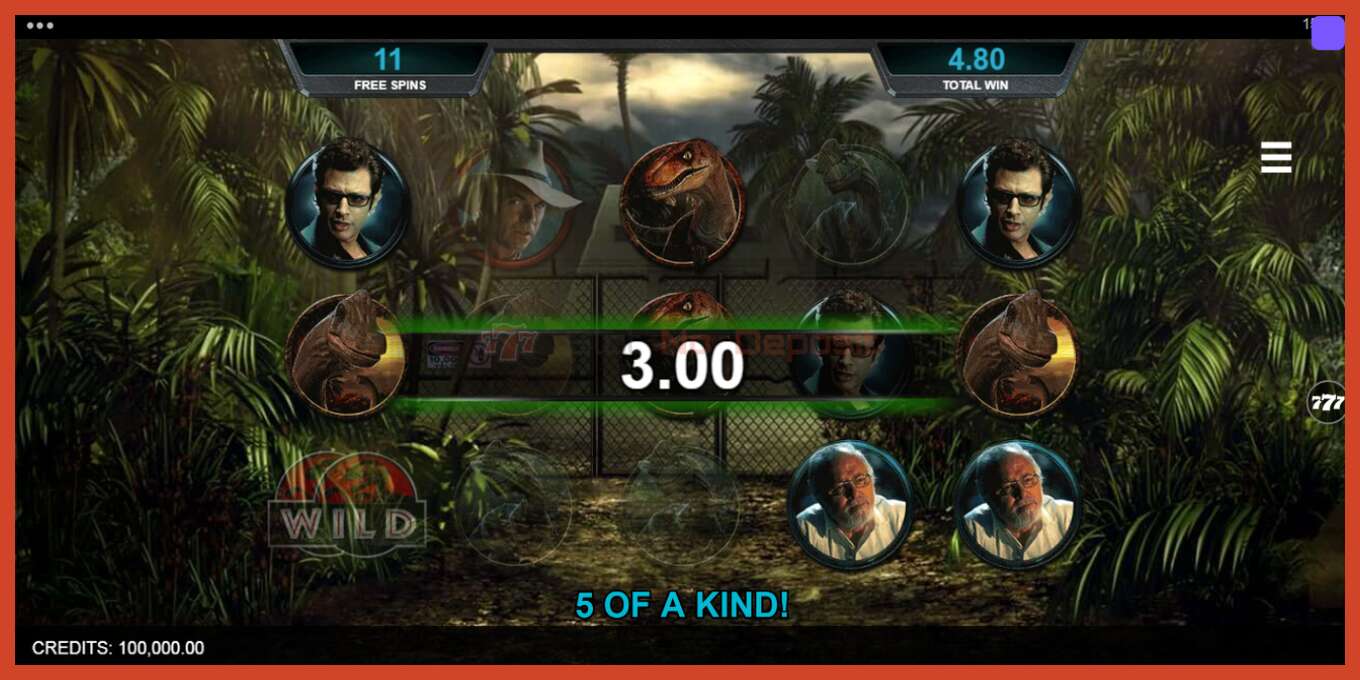 Slot screenshot: Jurassic Park no deposit, number - 5