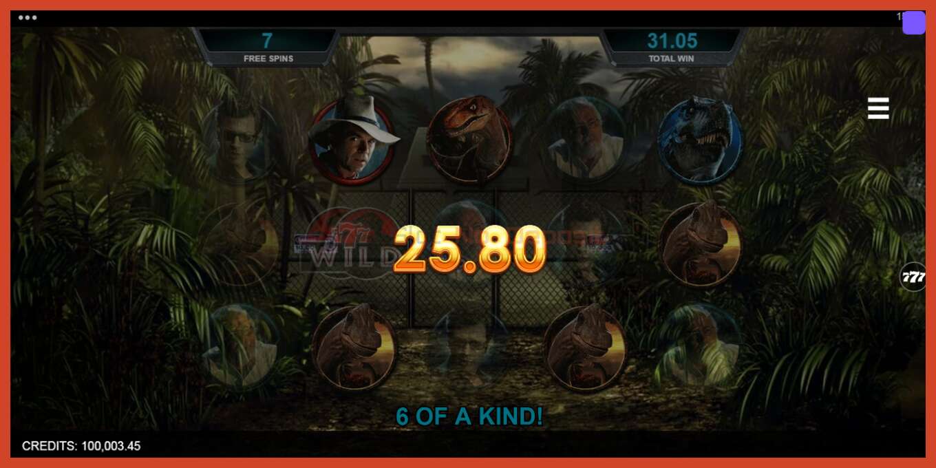 Slot screenshot: Jurassic Park no deposit, number - 6