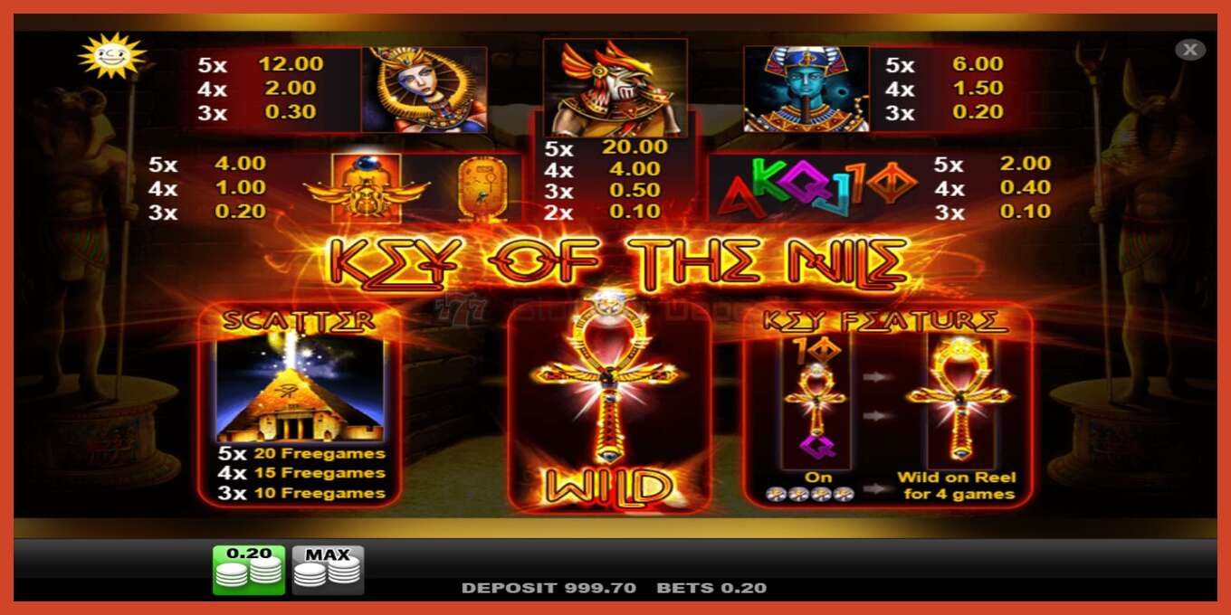 Slot screenshot: Key of the Nile no deposit, number - 4