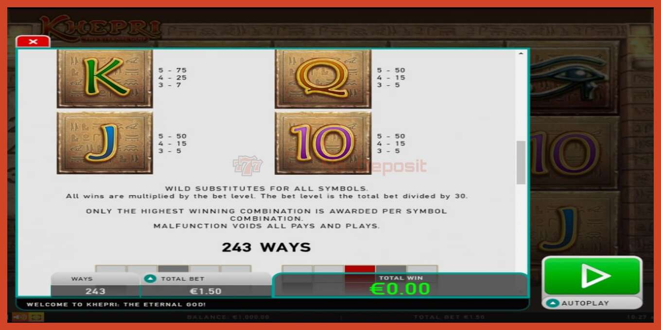 Slot screenshot: Khepri The Eternal God no deposit, number - 6