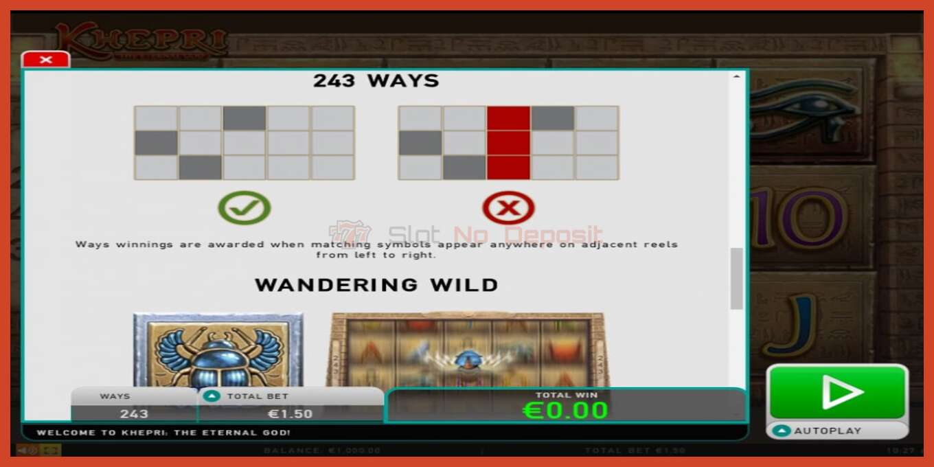 Slot screenshot: Khepri The Eternal God no deposit, number - 7