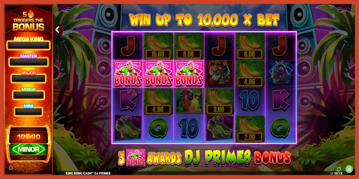 Slot skærmbillede: King Kong Cash DJ Prime8 Rapid Fire Jackpots intet depositum, antal - 1