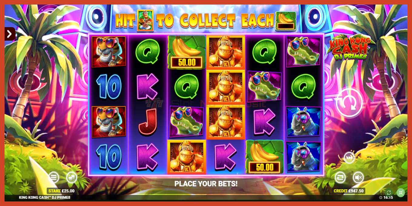 Slot skærmbillede: King Kong Cash DJ Prime8 Rapid Fire Jackpots intet depositum, antal - 2