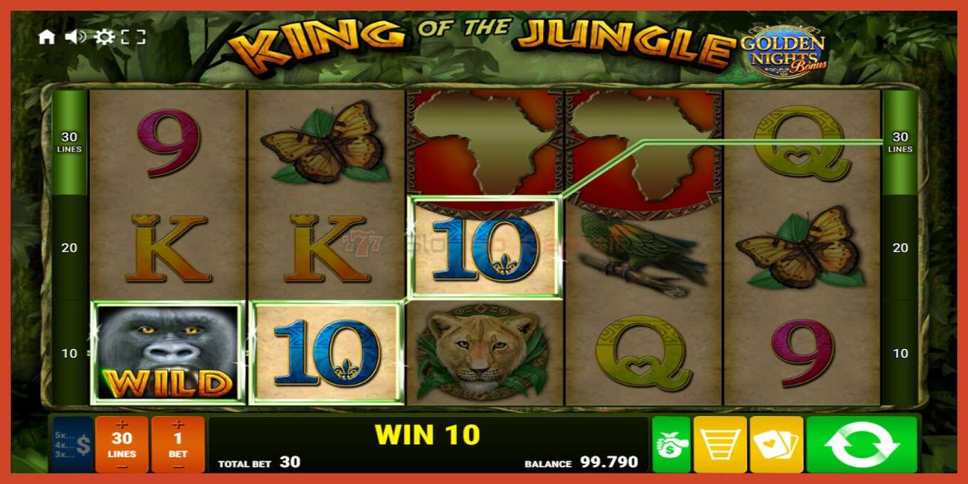 Slot screenshot: King of the Jungle Golden Nights no deposit, number - 2