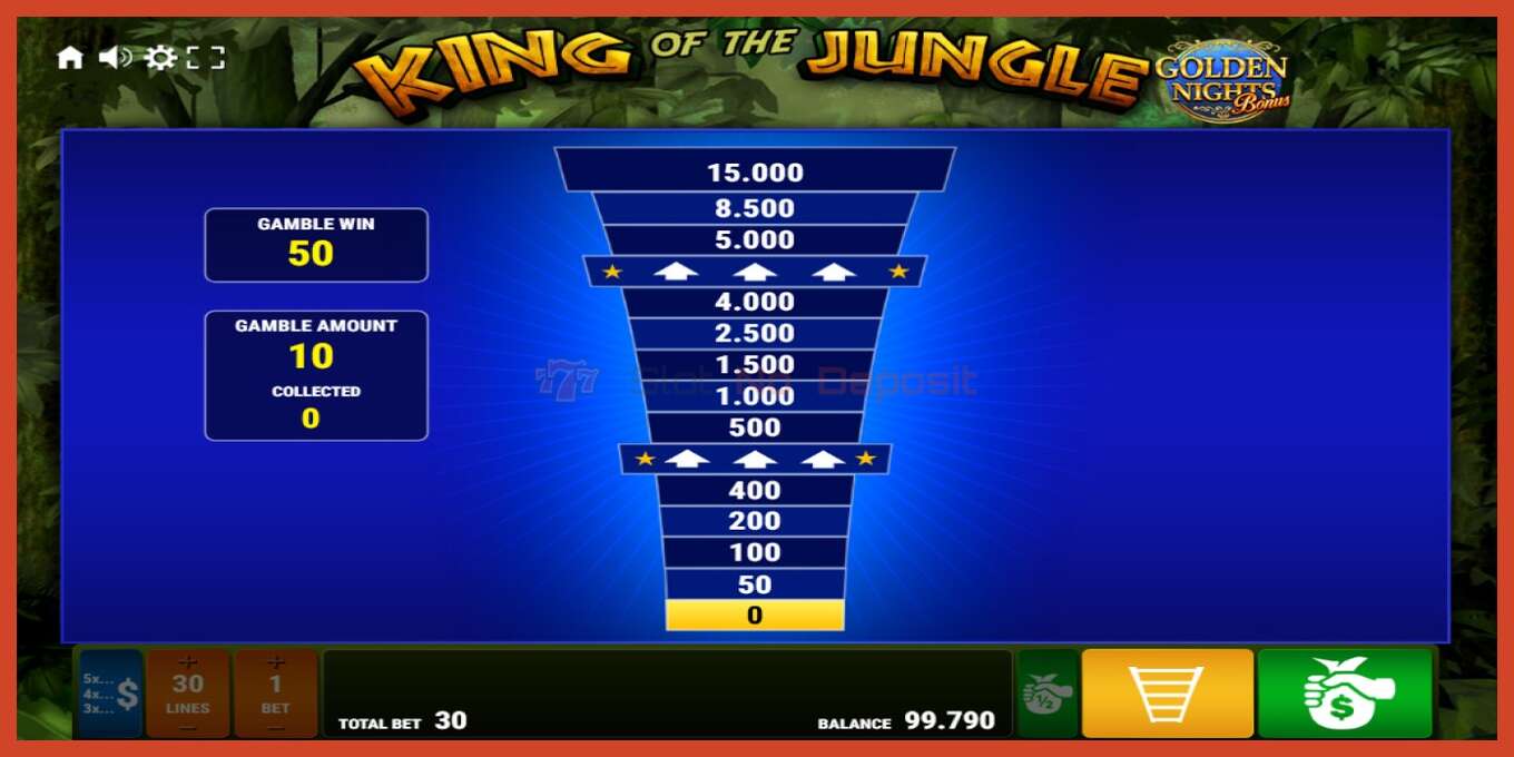 Slot screenshot: King of the Jungle Golden Nights no deposit, number - 3