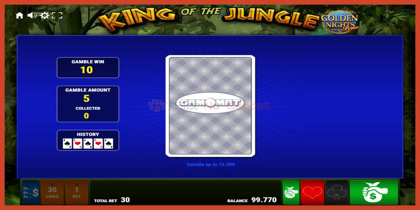 Slot screenshot: King of the Jungle Golden Nights no deposit, number - 4