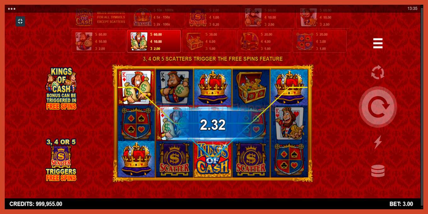 Slot screenshot: Kings of Cash no deposit, number - 4