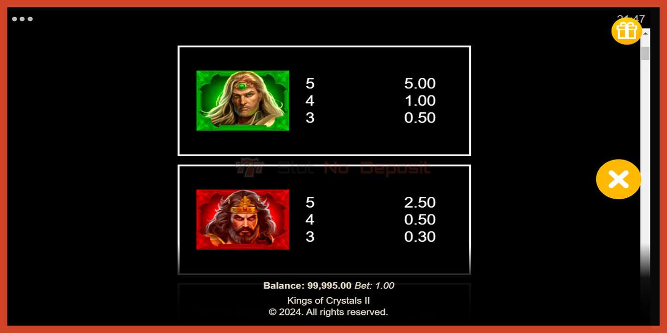 Slot තිර රුවක්: Kings of Crystals II Power Combo තැන්පතු නැත, අංකය - 6