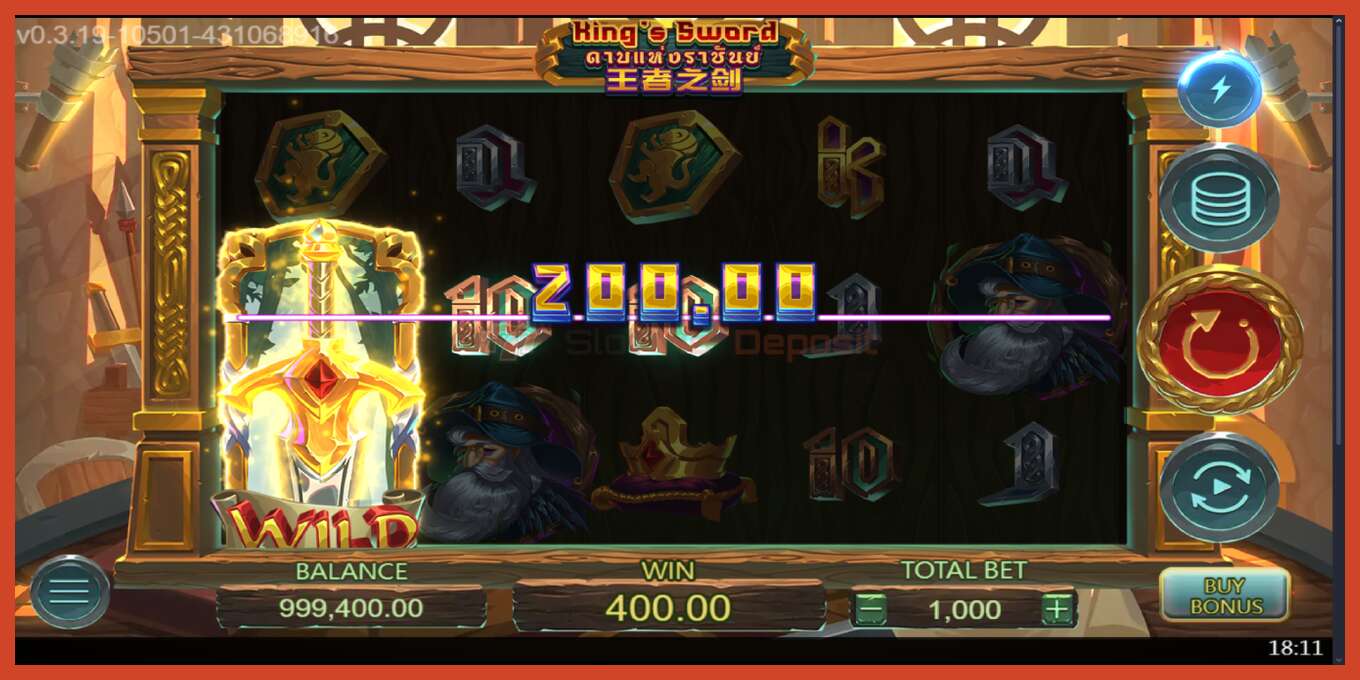 Slot skrinshoti: Kings Sword depozit yoq, raqam - 3