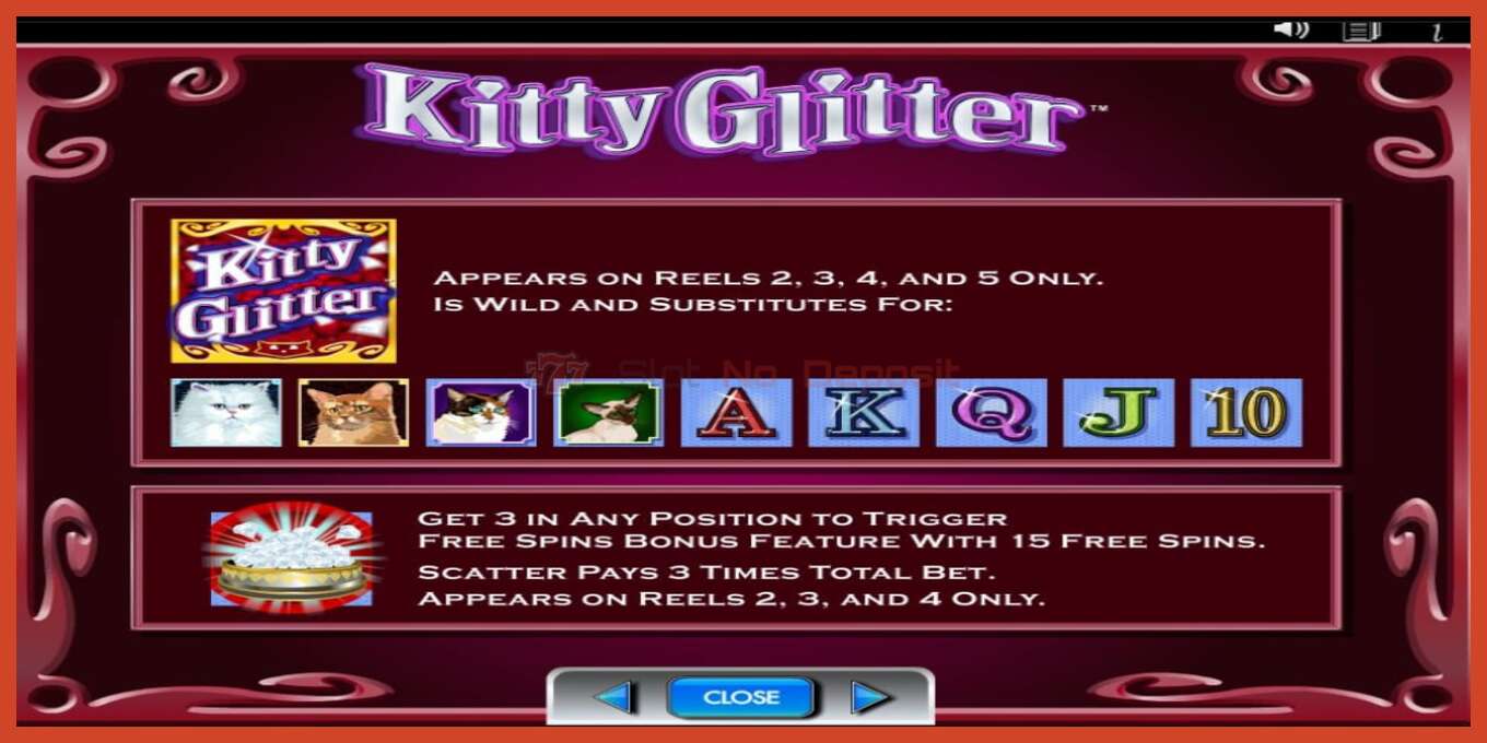 Slot screenshot: Kitty Glitter no deposit, number - 5