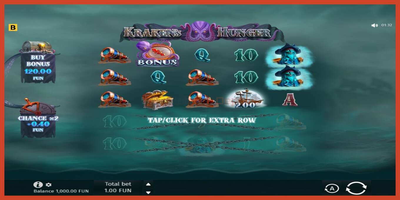 Slot screenshot: Krakens Hunger no deposit, number - 1