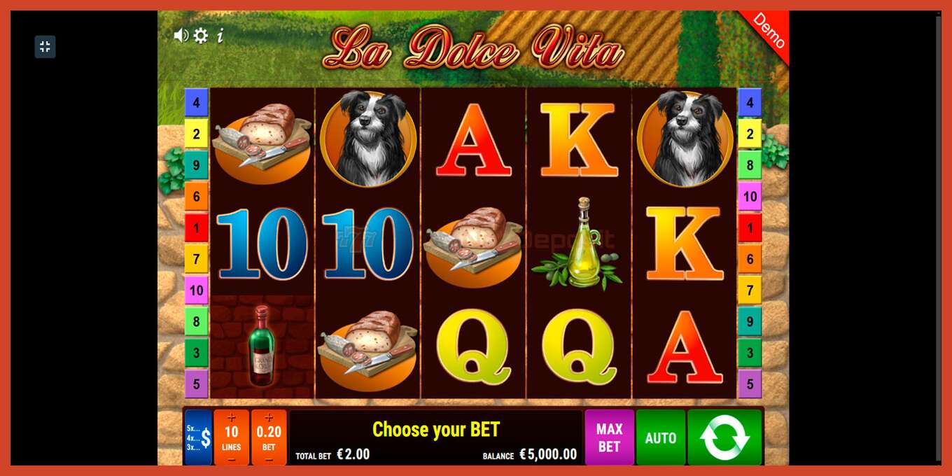 Slot screenshot: La Dolce Vita no deposit, number - 1