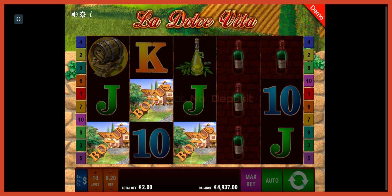 Slot screenshot: La Dolce Vita no deposit, number - 3