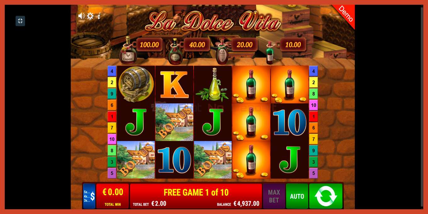 Slot screenshot: La Dolce Vita no deposit, number - 4