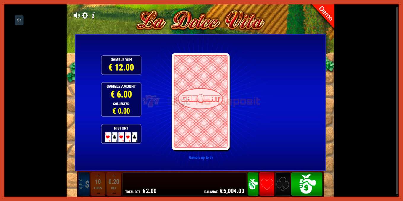 Slot screenshot: La Dolce Vita no deposit, number - 5