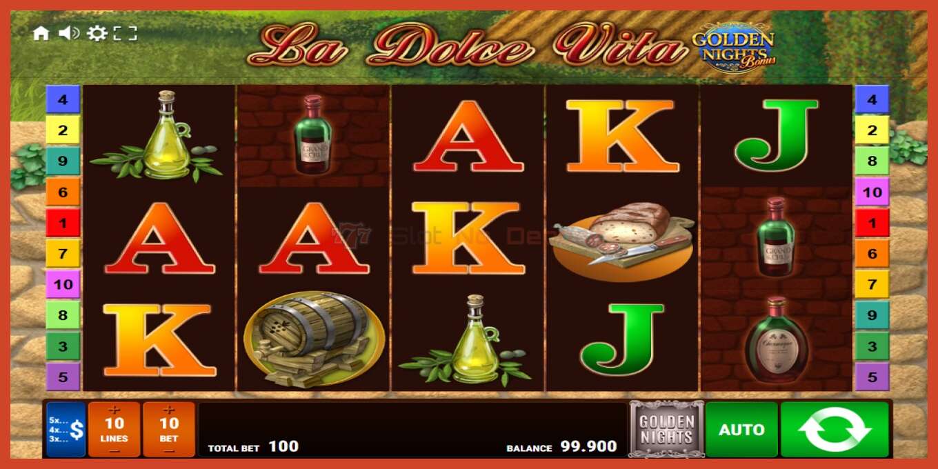 Slot skärmdump: La Dolce Vita Golden Nights ingen insättning, antal - 1