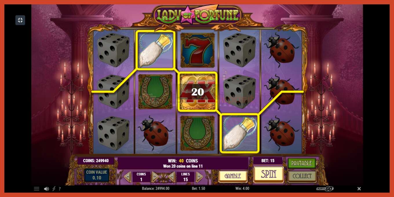 Slot screenshot: Lady of Fortune no deposit, number - 3