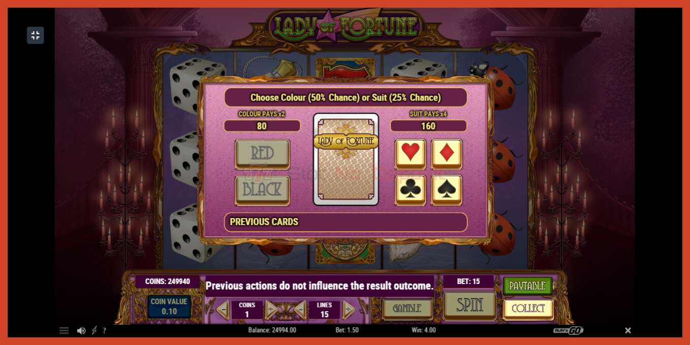 Slot screenshot: Lady of Fortune no deposit, number - 4