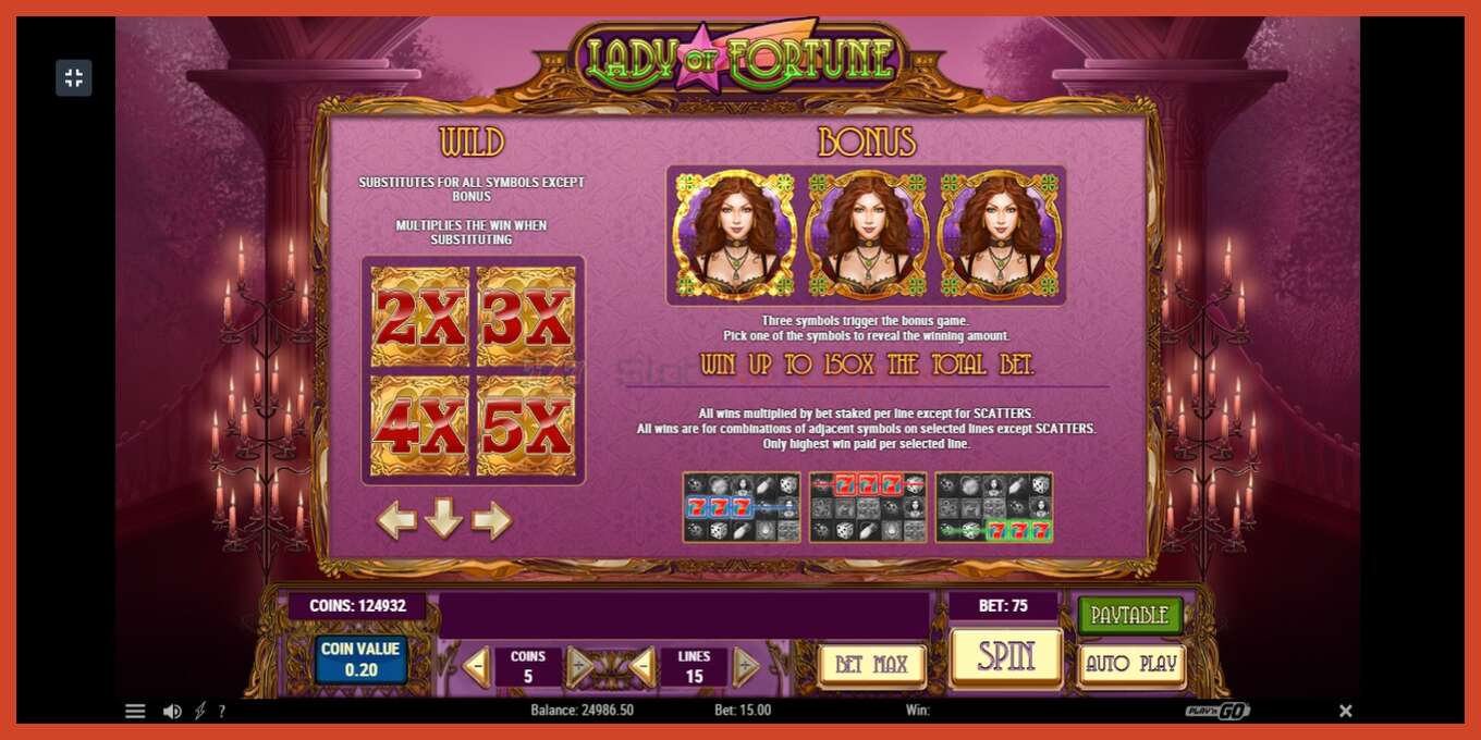 Slot screenshot: Lady of Fortune no deposit, number - 5