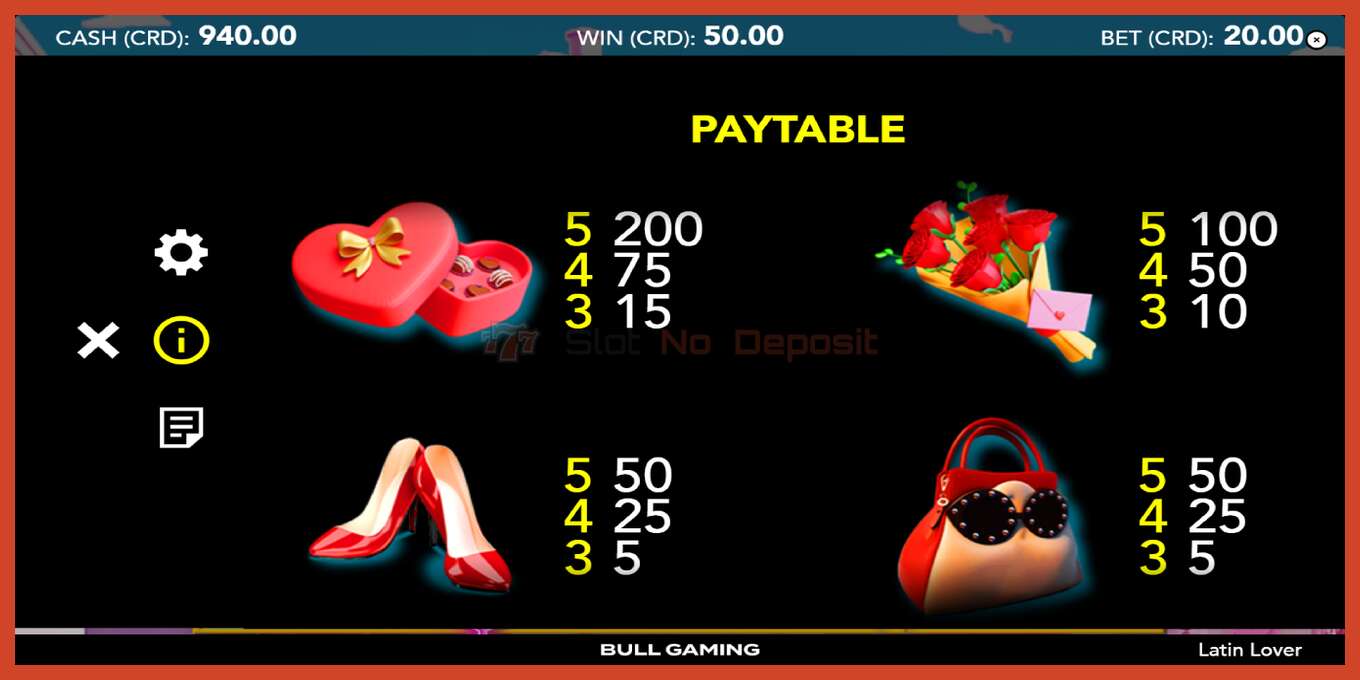 Slot screenshot: Latin Lover no deposit, number - 6