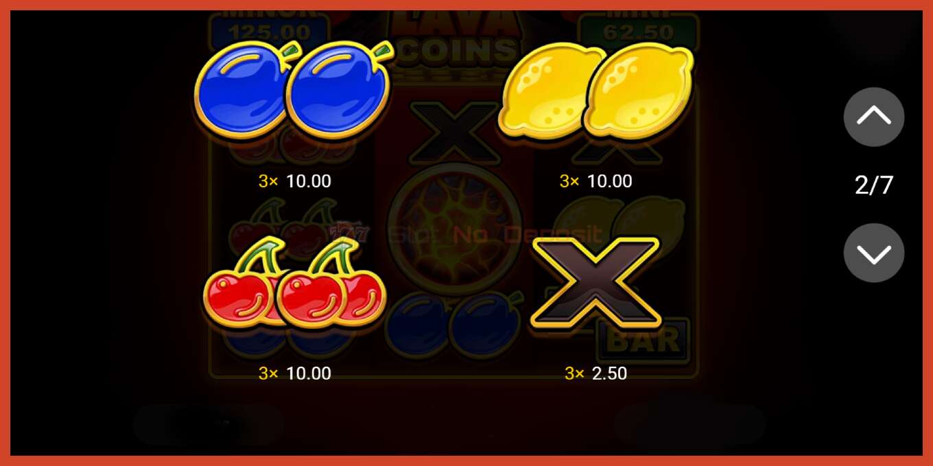 Slot screenshot: Lava Coins bez depozita, broj - 6