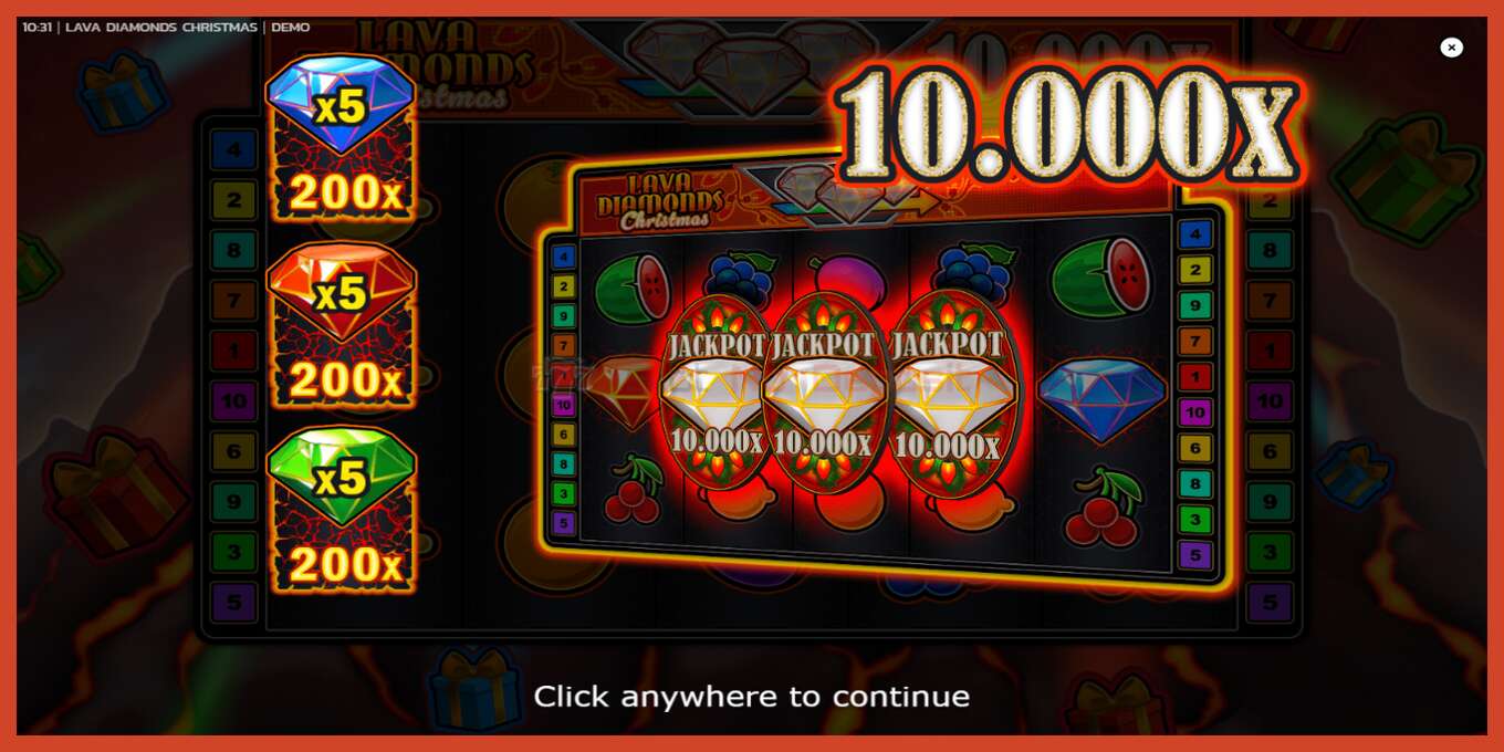 Slot screenshot: Lava Diamonds Christmas no deposit, number - 1