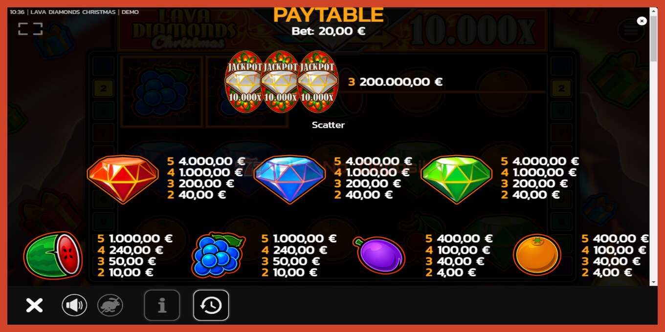 Slot screenshot: Lava Diamonds Christmas no deposit, number - 5