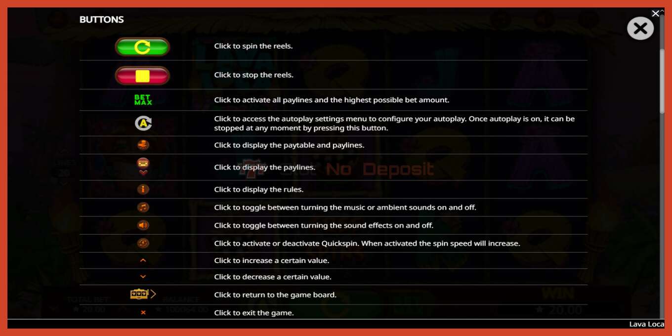 Slot screenshot: Lava Loca no deposit, number - 7