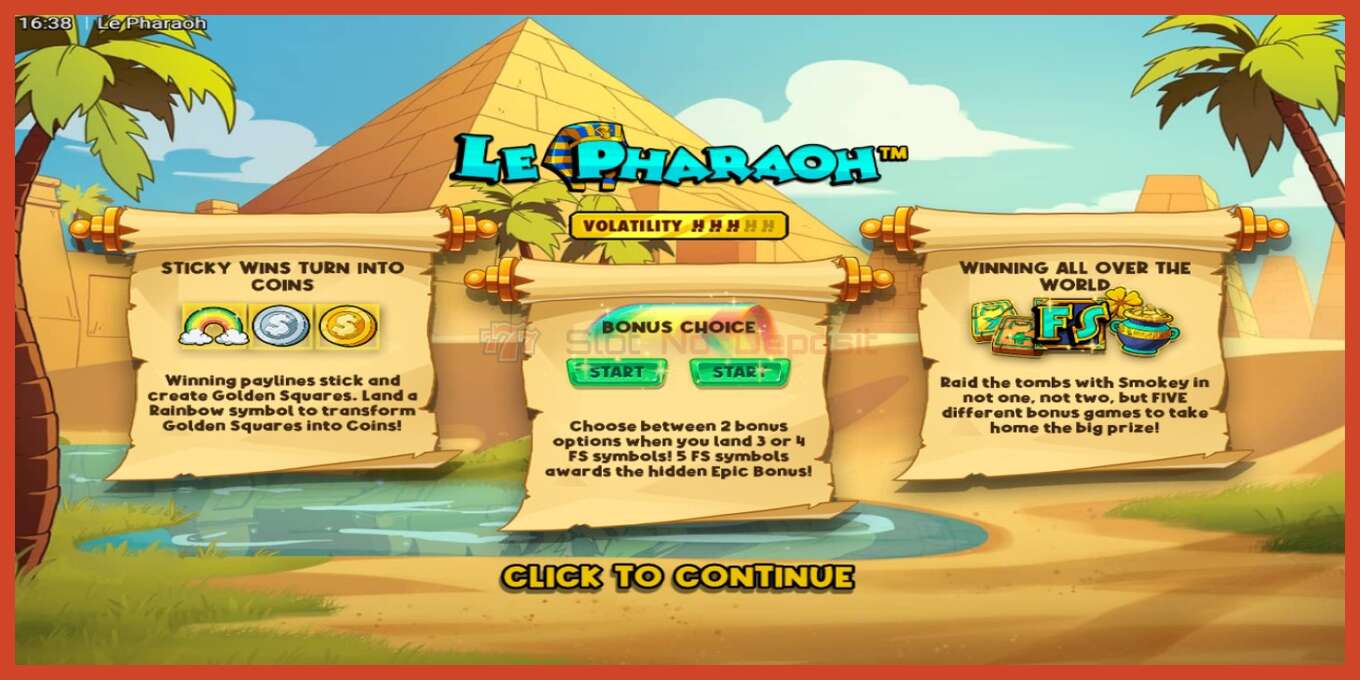 Slot screenshot: Le Pharaoh no deposit, number - 1