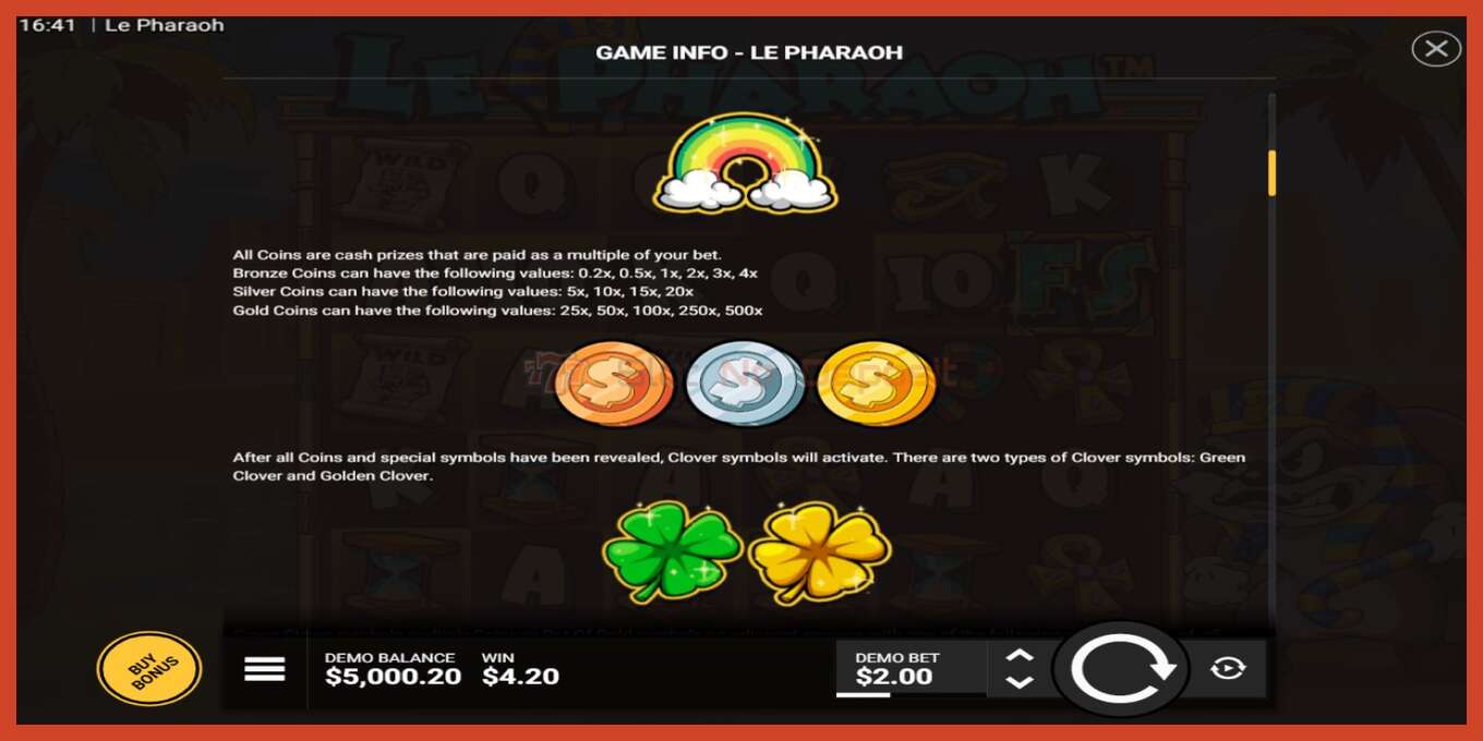 Slot screenshot: Le Pharaoh no deposit, number - 4