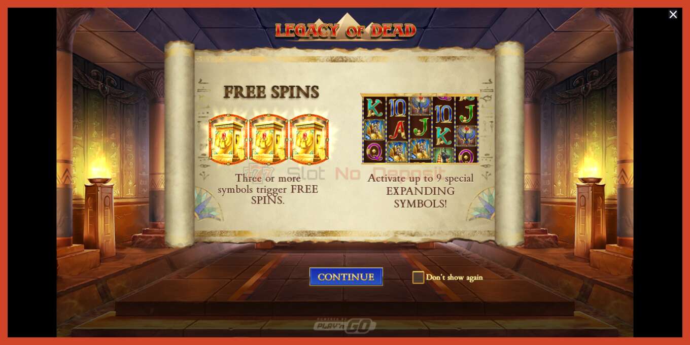 Slot screenshot: Legacy Of Dead nincs letét, szám - 1