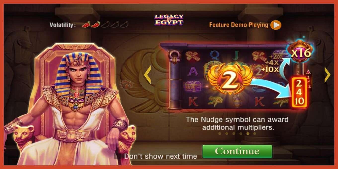 ภาพหน้าจอของสล็อต: Legacy of Egypt ไม่มีเงินฝาก, ตัวเลข - 1