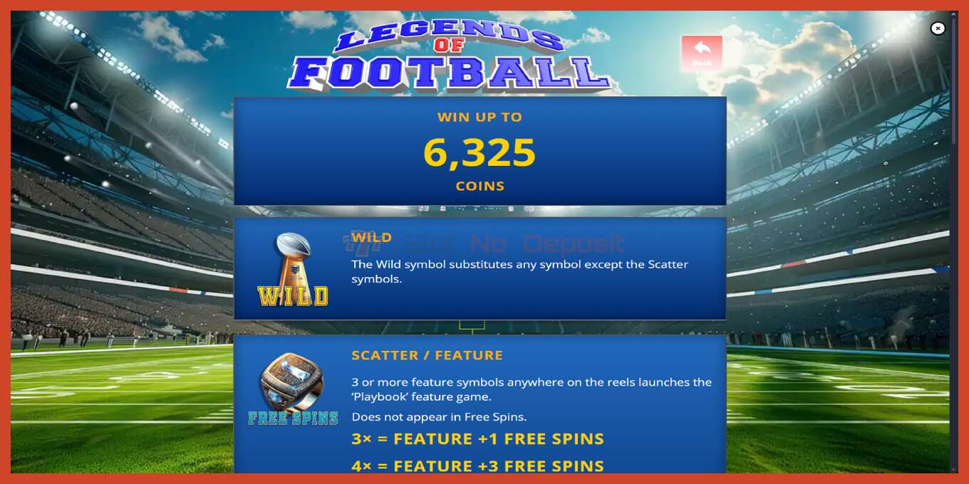 Slot screenshot: Legends of Football no deposit, number - 5